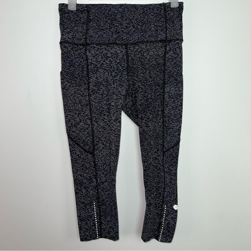 Lululemon Black White Speckle High Rise Leggings Women’s Size 6 Athletic Yoga